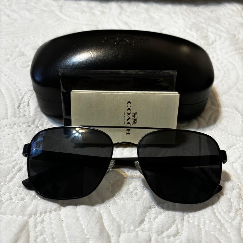 NEW Coach HC7122 939087 Sunglasses Men's Satin Black/Dark Grey Solid 58-16-140